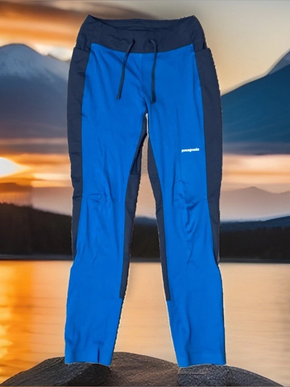 Patagonia Womens Wind Shield Pants X-Small Blue/Black Softshell Run Hiking 24108